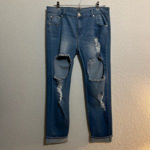 Bamboo ripped skinny Jeans size 15/16 stretchy